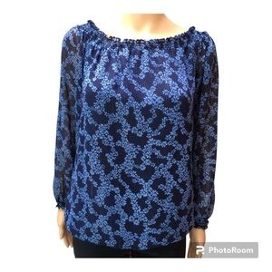 Michael Kors Floral Long Sleeve Peasant Blouse in XS